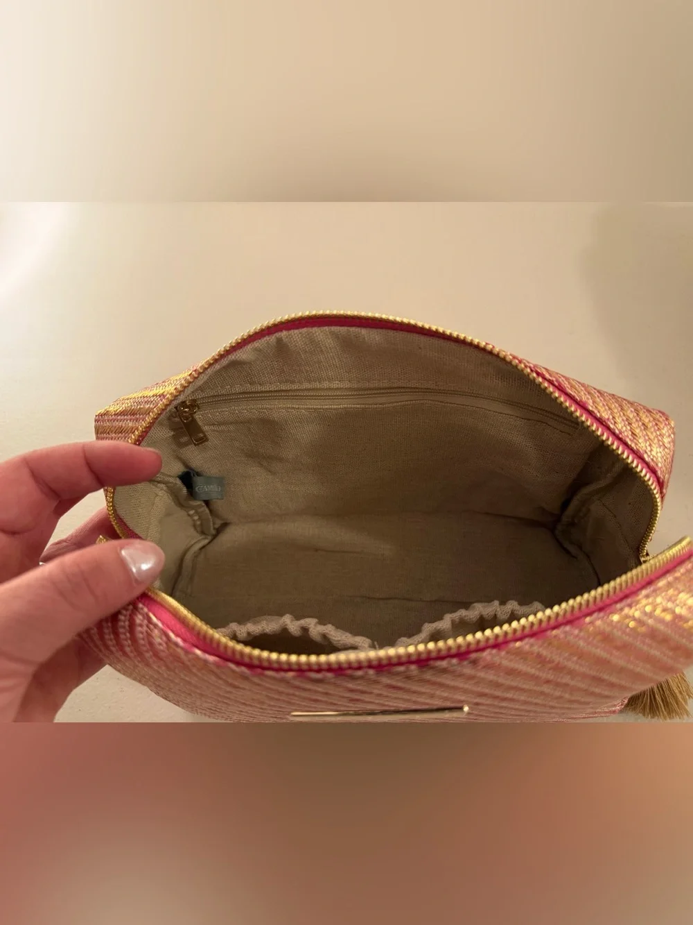 Vince Camuto Cosmetic Bag w/ Starfish and Tasseled Zipper in Pink/Gold - *NWT*